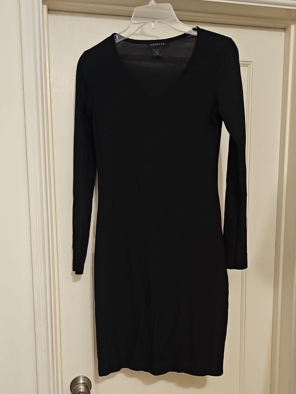 Express Black Long Sleeve V-Neck Dress